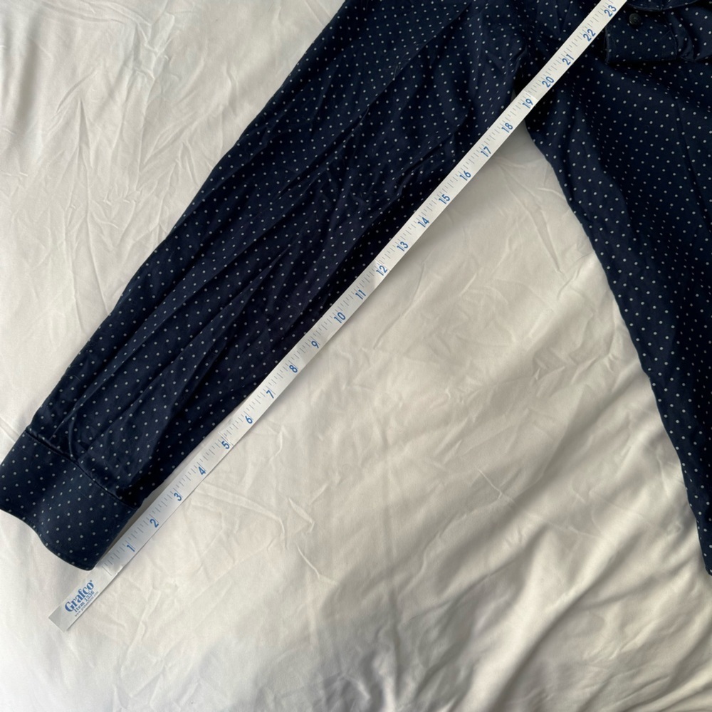 Men’s Express Extra Slim Dots Dress Shirt, Navy Blue - Picture 11 of 11